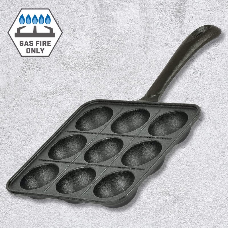 TIKUSAN Takoyaki Pan Cast Iron Takoyaki Maker Skillet Griddle Japanese Octopus Meat Ball Mold Maker for Gas Heater (9 Molds) - Image 5